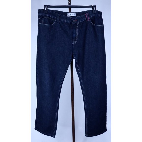 MOZ Mens Blue Denim Straight Fit Jeans Size 42 x 32 NWOT - Picture 1 of 3